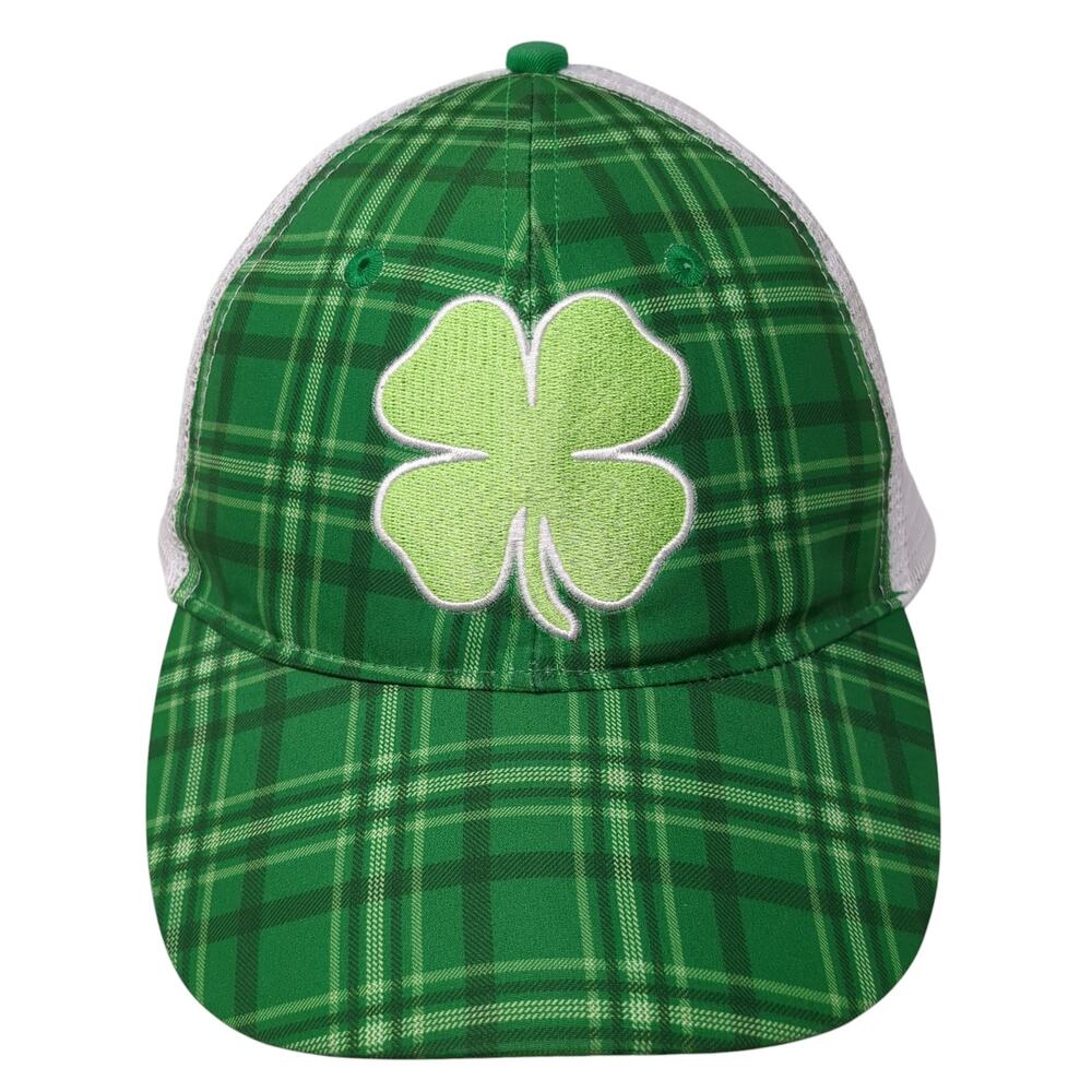 Wild Clover Snapback Trucker Hat Green OS Adjustable Mesh Back Tartan Plaid